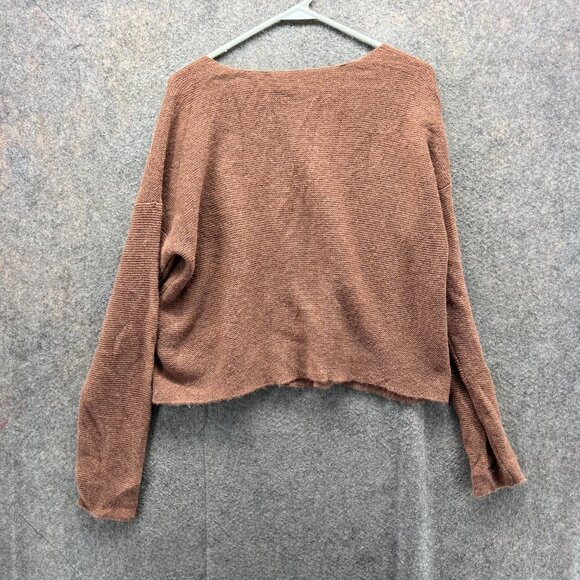 Peruvian Connection Sweater Women Medium Brown Alpaca Blend Knit V Neck Pullover - Picture 2 of 9